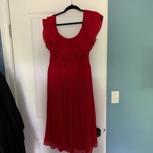 H&M Dresses - H&M Red Pleated Off the Shoulder Dress NWT H&M Dresses - H&M Red Pleated Off the Shoulder Dress NWT